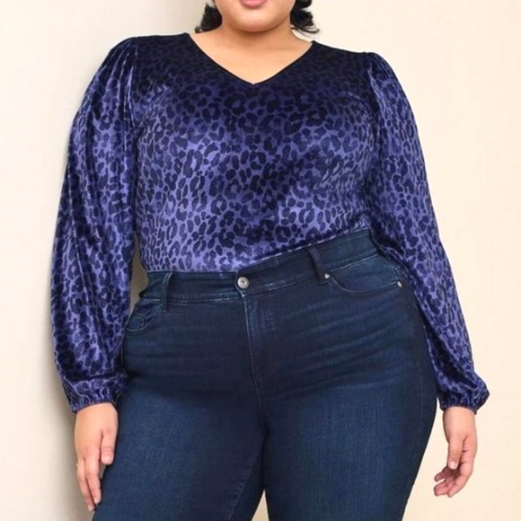 ❤️NWT VINTAGE TORRID BODYSUIT LEOPARD ANIMAL PRINT STRETCH VELVET PUFFY SLEEVES - Picture 12 of 16